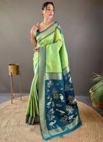 Pure Soft Silk Pista Green Traditional Wear Weaving Saree